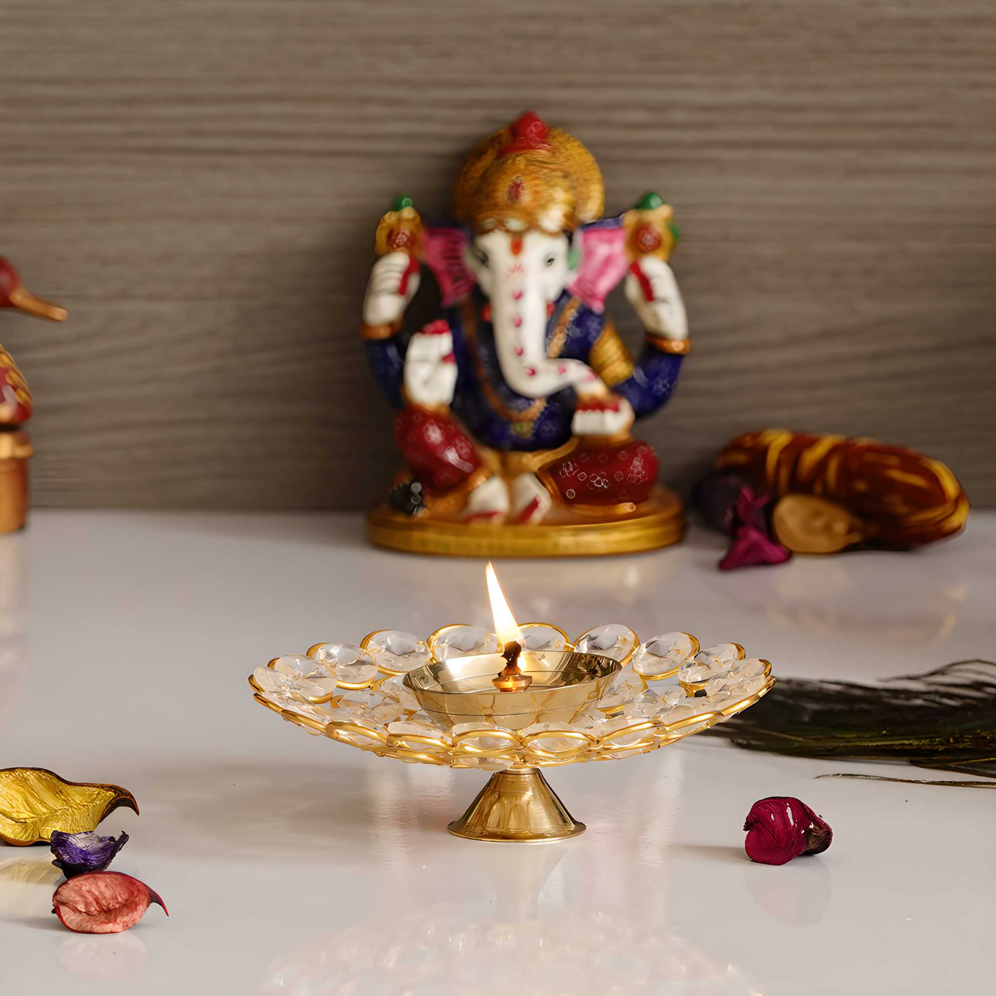 eCraftIndia Bowl Shape Crystal Tea Light Holder - Small Mystical9