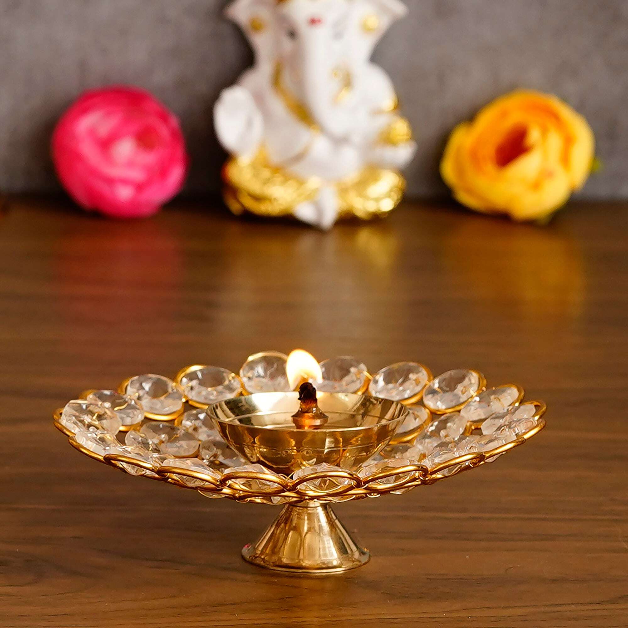 eCraftIndia Bowl Shape Crystal Tea Light Holder - Small Mystical9