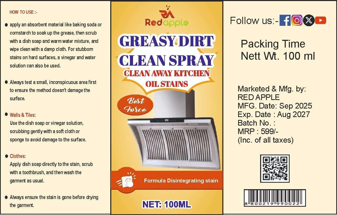 Greasy Dirt Clean Spray 100Ml (Pack of 2) Mystical9