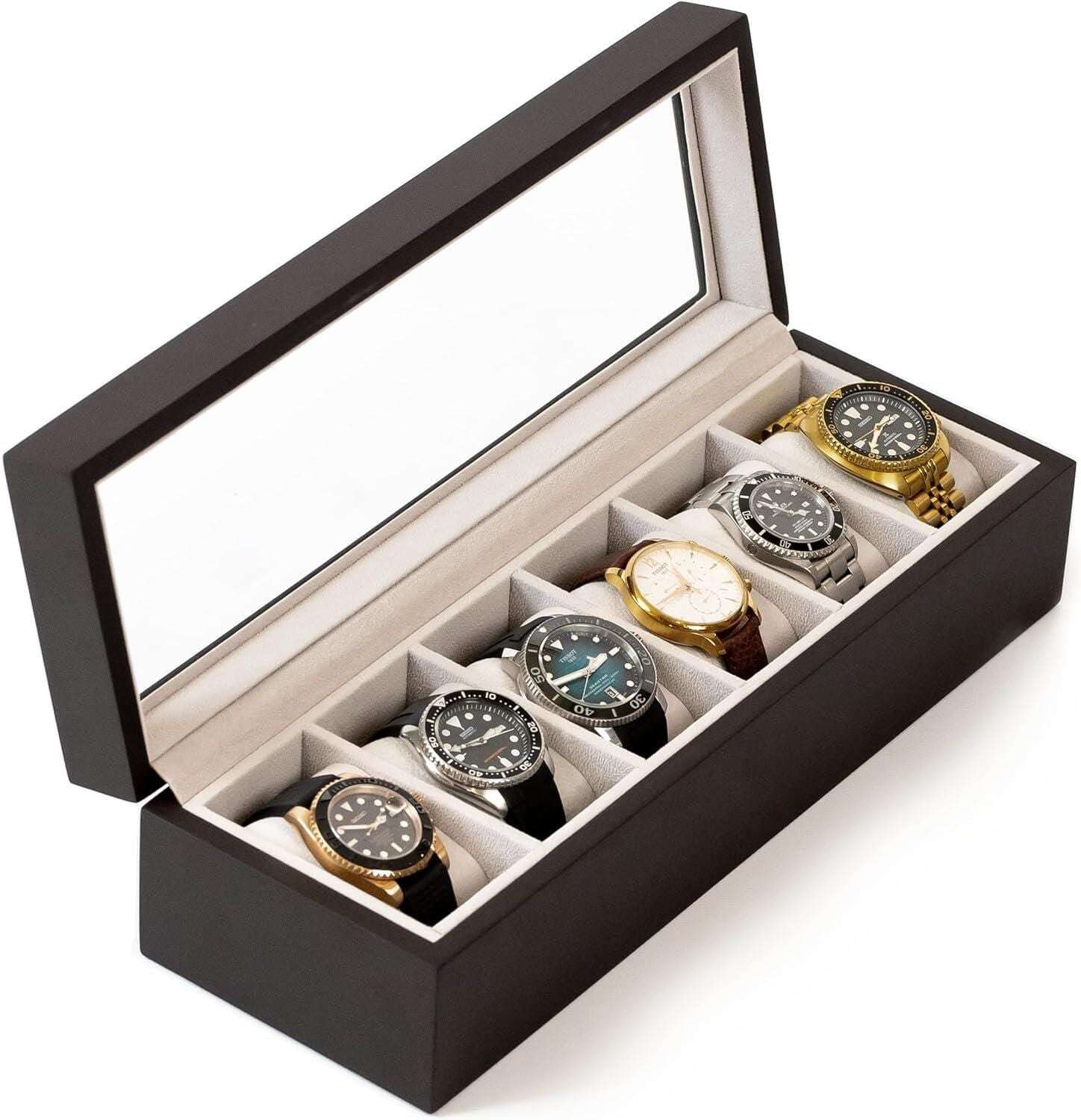 Wood Watch Box Organizer with Glass Display Mystical9
