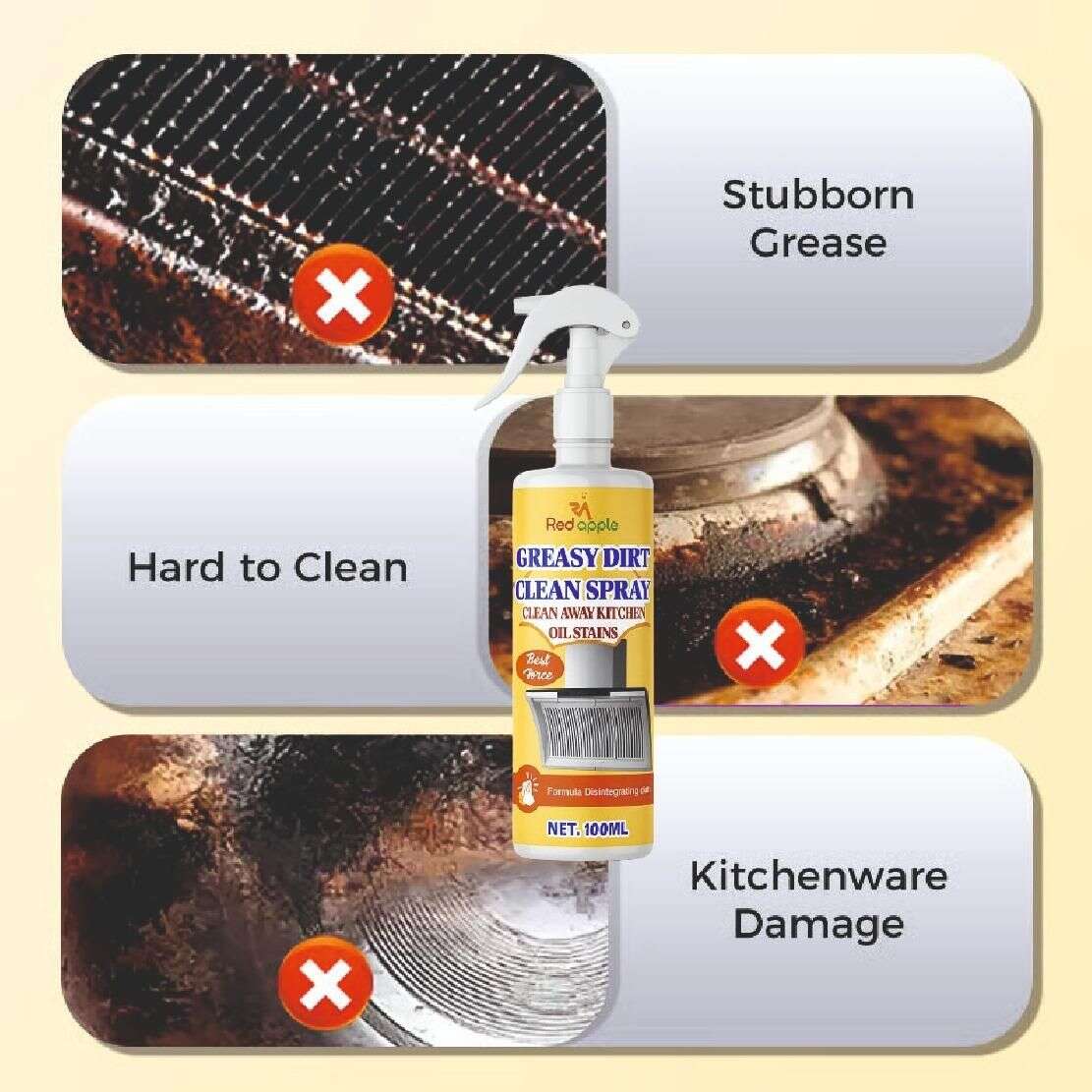 Greasy Dirt Clean Spray 100Ml (Pack of 2) Mystical9