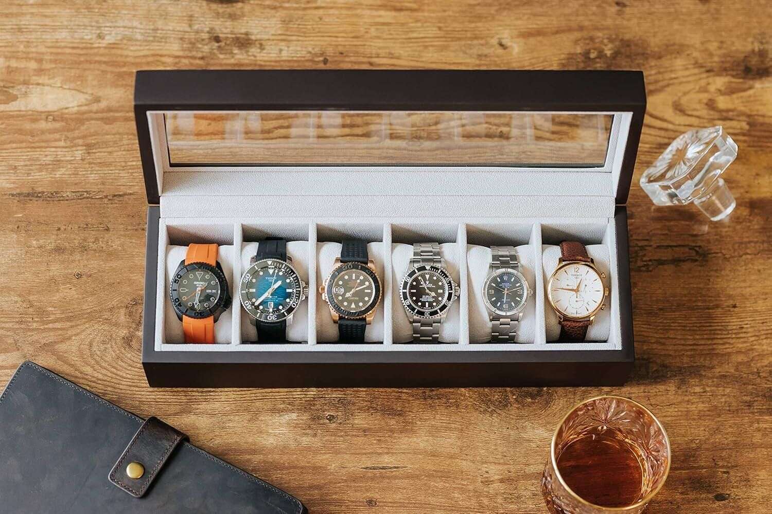 Wood Watch Box Organizer with Glass Display Mystical9