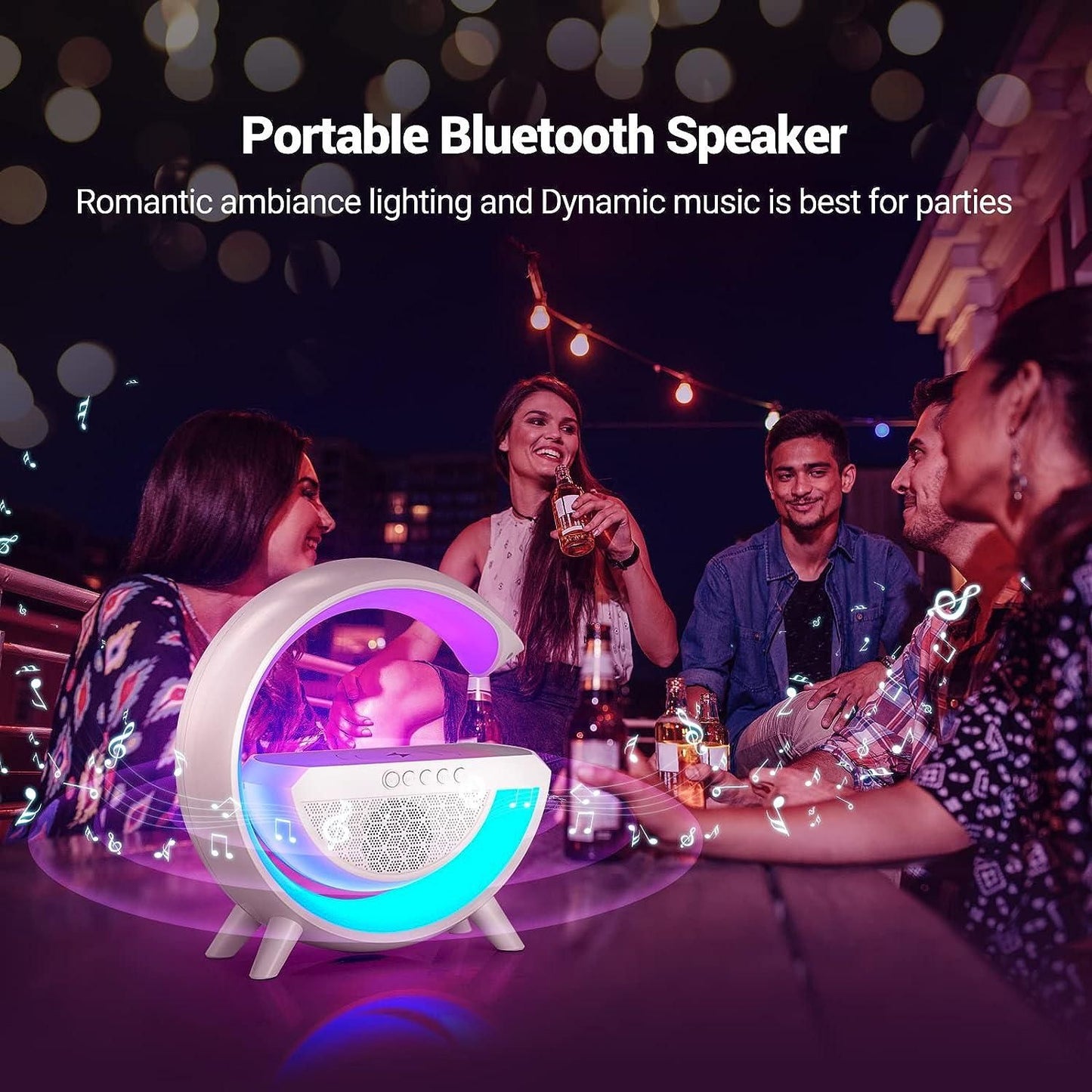 Wireless Charging Atmosphere Lamp with Bluetooth Speaker - Premium  from Mystical9 - Just Rs 2100 /- Shop now at Mystical9.com