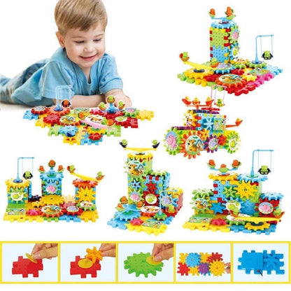 Battery Operated 81pcs Rotating Building Blocks with Gears for STEM Learning - Premium  from Mystical9 - Just Rs 935 /- Shop now at Mystical9.com