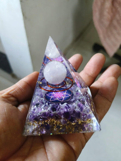 Natural Meditation Resin Crystal Energy Pyramid Reiki - Premium  from Mystical9 - Just Rs 999 /- Shop now at Mystical9.com