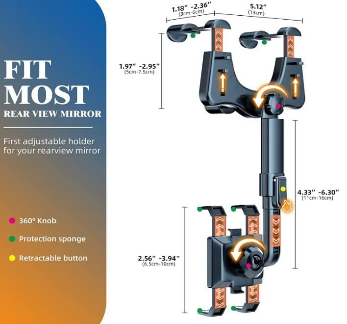 Mirror Mobile Phone Holder for Car - Premium  from Mystical9 - Just Rs 649 /- Shop now at Mystical9.com