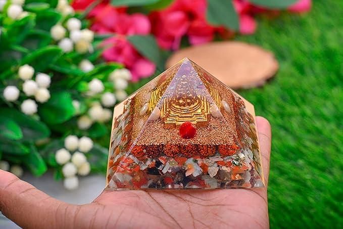 Originate Pyramid Shri Yantra With Rudraksha - Premium  from Mystical9 - Just Rs 881 /- Shop now at Mystical9.com