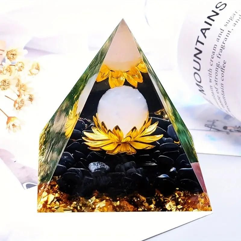 Natural Obsidian Orgonite Chakra Protection Crystal Energy Pyramid - Premium  from Mystical9 - Just Rs 999 /- Shop now at Mystical9.com