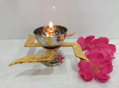 Brass Swastik Diya - Premium  from Mystical9 - Just Rs 575 /- Shop now at Mystical9.com