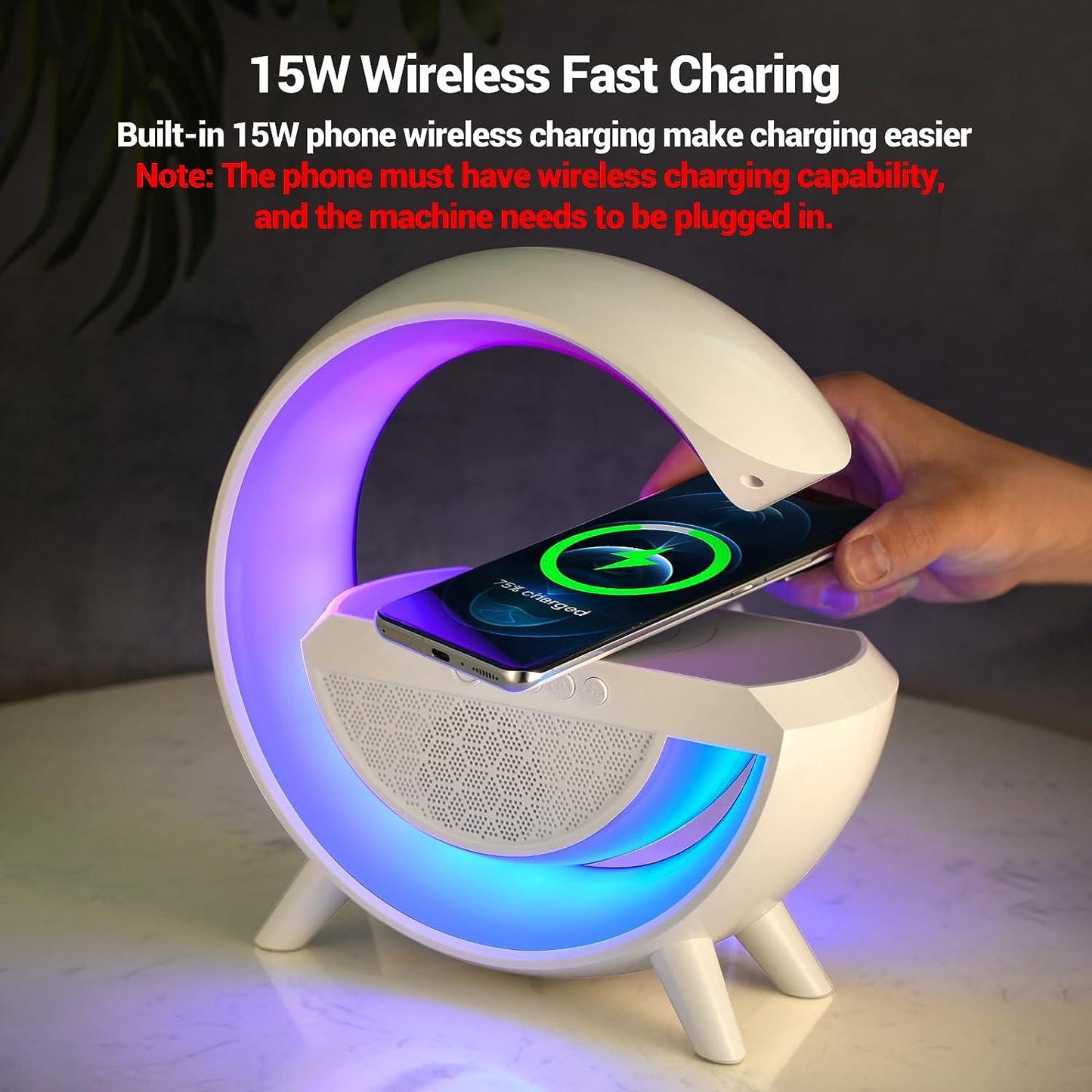 Wireless Charging Atmosphere Lamp with Bluetooth Speaker - Premium  from Mystical9 - Just Rs 2100 /- Shop now at Mystical9.com