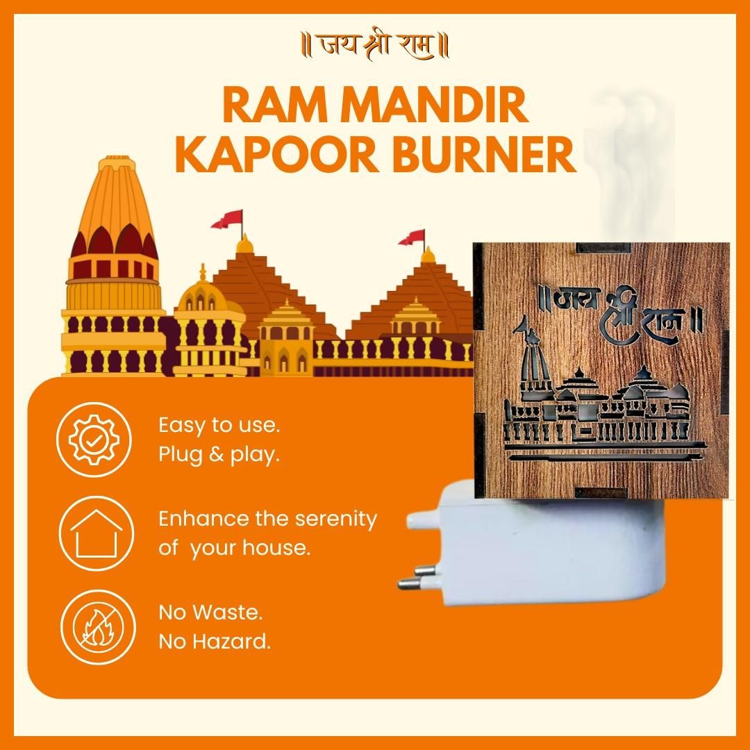 Ayodhya Ram Mandir Electric Kapoor Burner - Premium  from Mystical9 - Just Rs 699 /- Shop now at Mystical9.com