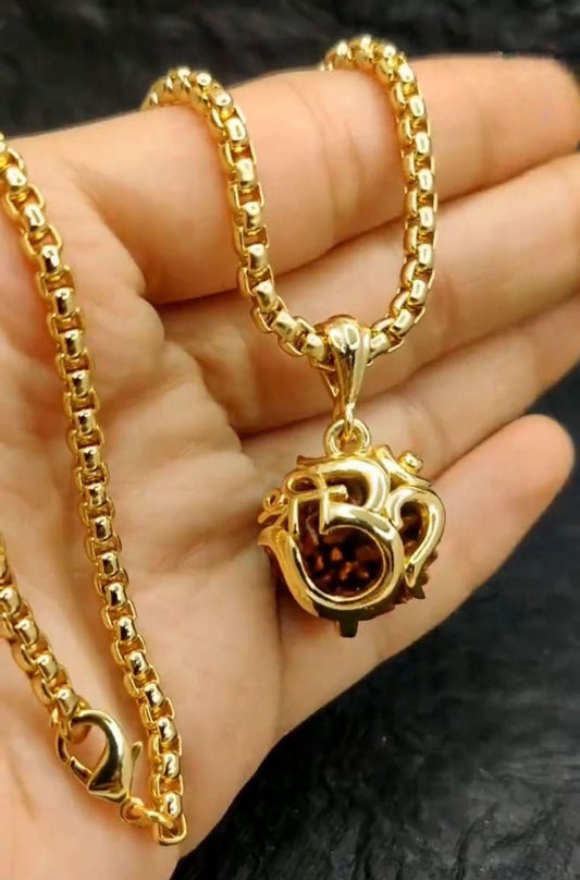 Om Rudraksha Pendant With Chain - Premium  from Mystical9 - Just Rs 495 /- Shop now at Mystical9.com