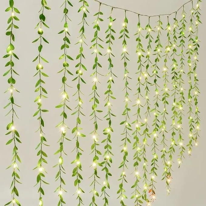 Green Leaf Artificial Curtain LED String Light, 200 LEDs, 8 Modes, Remote Control - Premium  from Mystical9 - Just Rs 876 /- Shop now at Mystical9.com