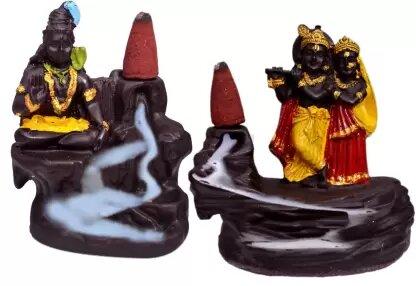 Backflow Smoke RadhaKrishn & Shiva with 20 Smoke Incense Cone For Living Room, Bed room, Office and Home D�cor ? 10 cm - Premium  from Mystical9 - Just Rs 600 /- Shop now at Mystical9.com