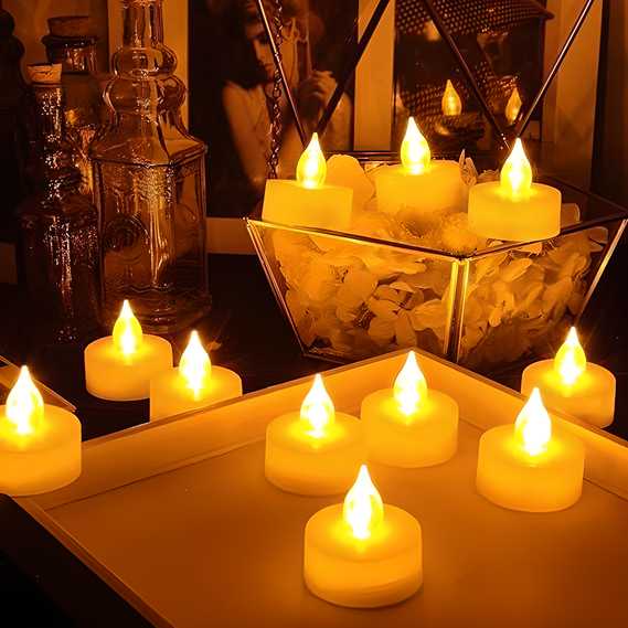 Battery Operated LED Candle Diya Decorative Lights Pack of 12 - Premium  from Mystical9 - Just Rs 785 /- Shop now at Mystical9.com