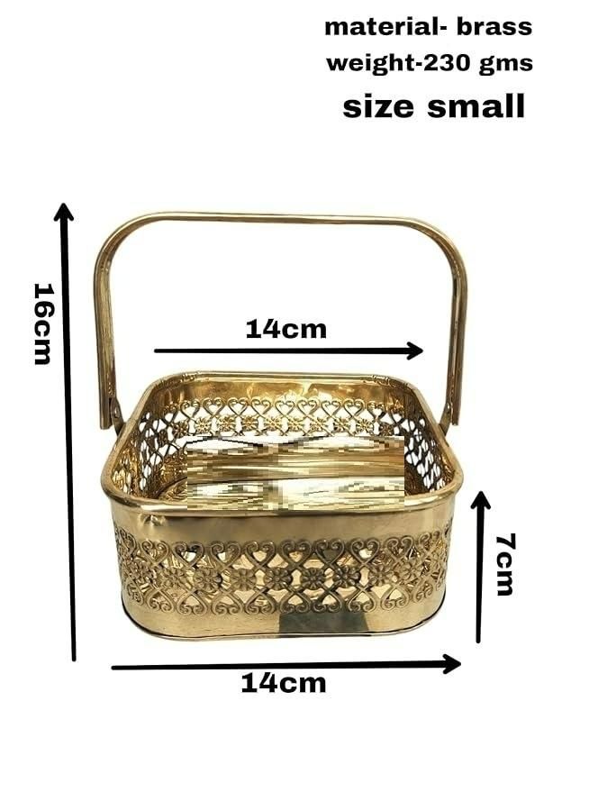 Presents Pure Brass Square Traditional Pooja Basket Dalia