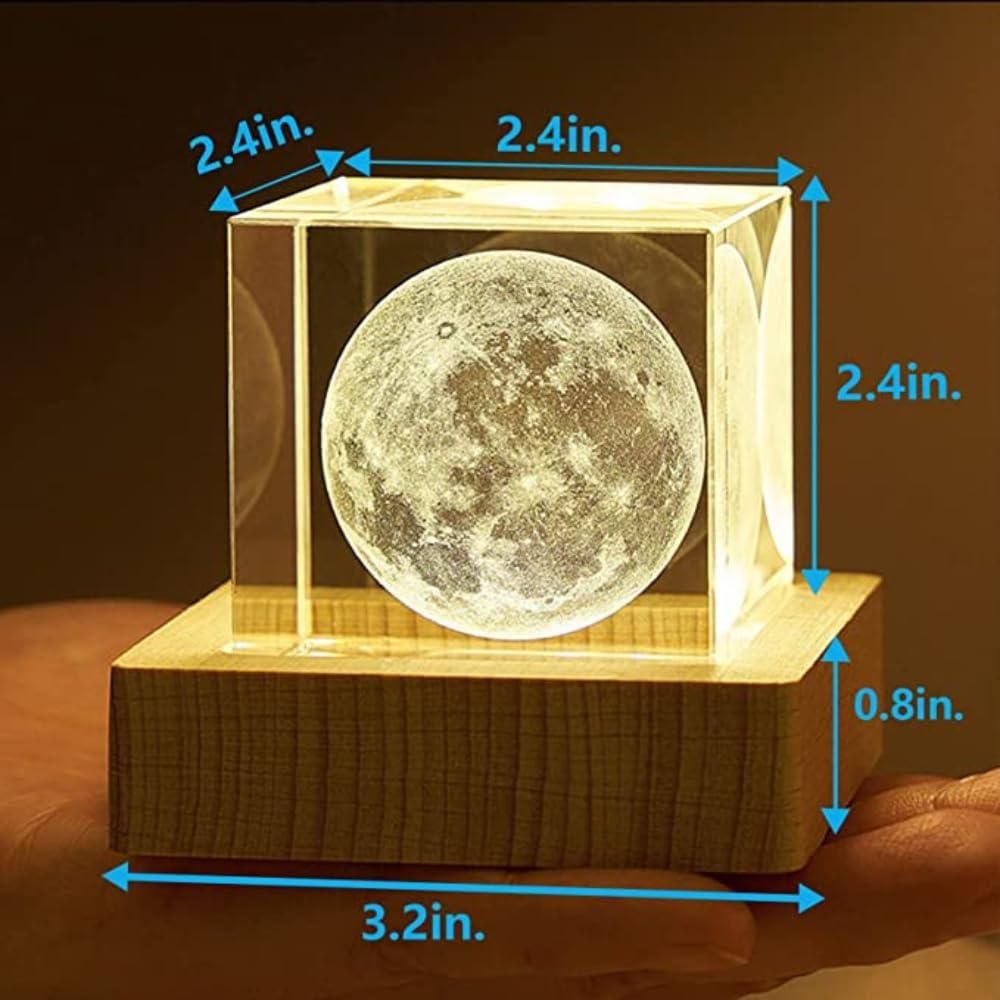 3D Crystal Cube Moon with LED Night Lamp - Premium  from Mystical9 - Just Rs 849 /- Shop now at Mystical9.com