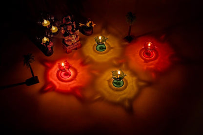 3D Reusable Reflective Shadow Colorful Diya (Pack of 5) - Premium  from Mystical9 - Just Rs 475 /- Shop now at Mystical9.com