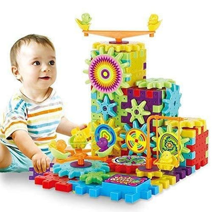 Battery Operated 81pcs Rotating Building Blocks with Gears for STEM Learning - Premium  from Mystical9 - Just Rs 935 /- Shop now at Mystical9.com