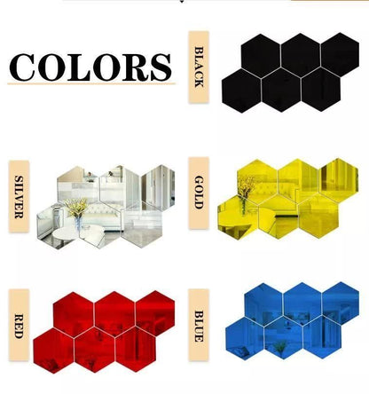 WallDaddy Mirror Stickers For Wall Pack Of 40 Flexible Mirror Size (10x12)Cm Each Hexagon - Premium  from Mystical9 - Just Rs 799 /- Shop now at Mystical9.com