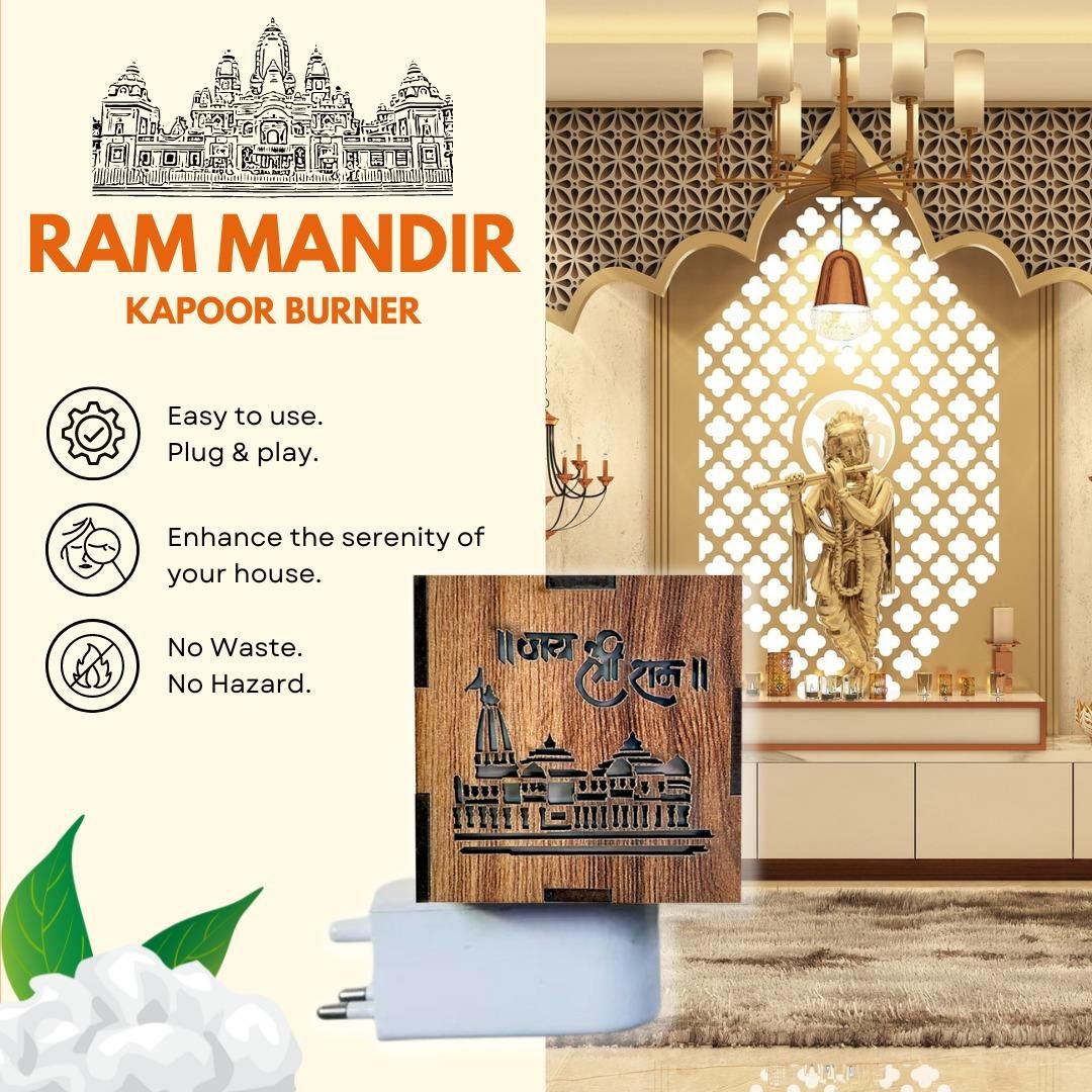 Ayodhya Ram Mandir Electric Kapoor Burner - Premium  from Mystical9 - Just Rs 699 /- Shop now at Mystical9.com