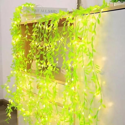 Green Leaf Artificial Curtain LED String Light, 200 LEDs, 8 Modes, Remote Control - Premium  from Mystical9 - Just Rs 876 /- Shop now at Mystical9.com