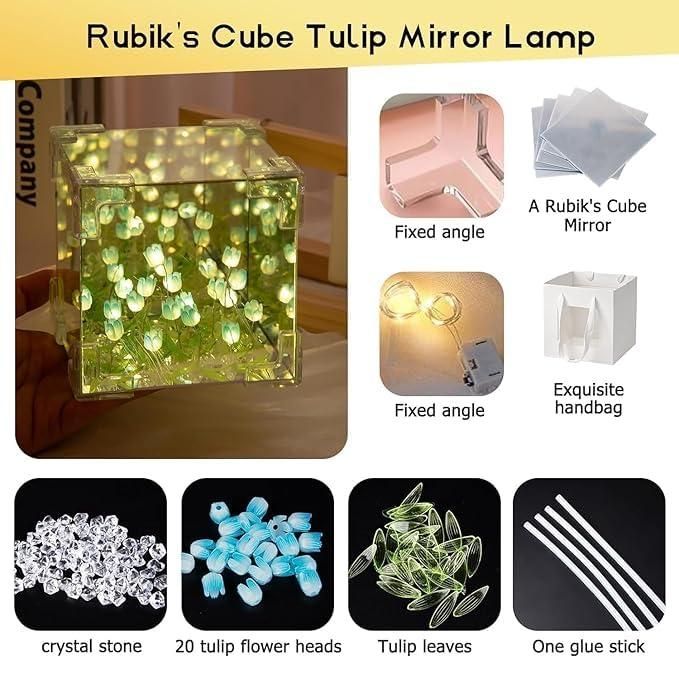 Tulip Cube Mirror Lamp - Premium  from Mystical9 - Just Rs 865 /- Shop now at Mystical9.com