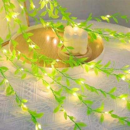 Green Leaf Artificial Curtain LED String Light, 200 LEDs, 8 Modes, Remote Control - Premium  from Mystical9 - Just Rs 876 /- Shop now at Mystical9.com