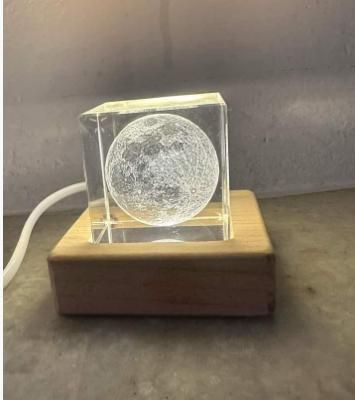 3D Crystal Cube Moon with LED Night Lamp - Premium  from Mystical9 - Just Rs 849 /- Shop now at Mystical9.com