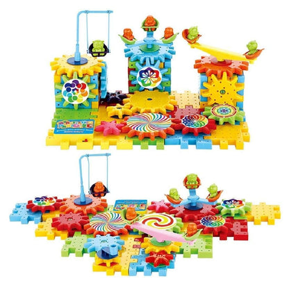 Battery Operated 81pcs Rotating Building Blocks with Gears for STEM Learning - Premium  from Mystical9 - Just Rs 935 /- Shop now at Mystical9.com