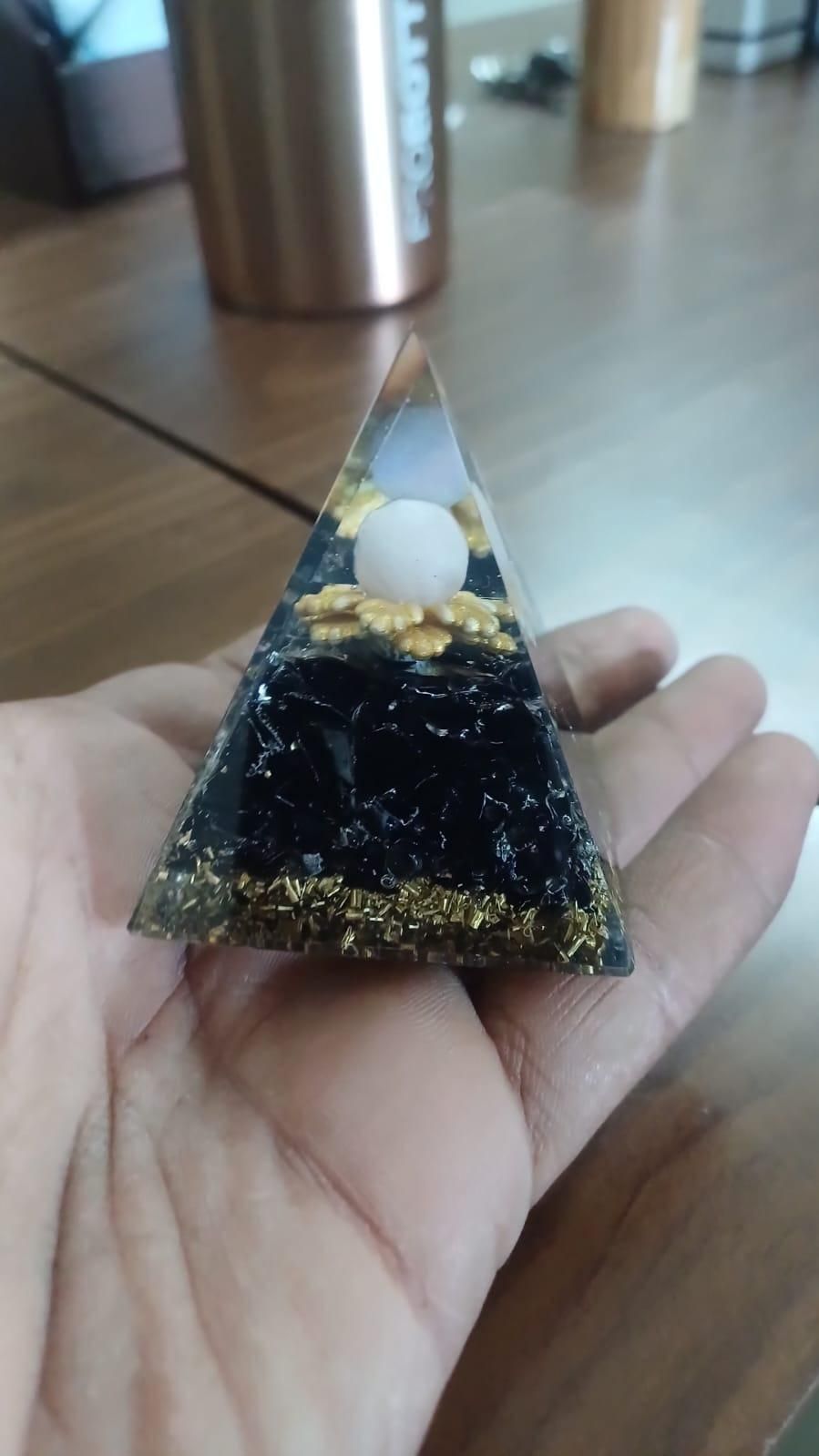 Natural Obsidian Orgonite Chakra Protection Crystal Energy Pyramid - Premium  from Mystical9 - Just Rs 999 /- Shop now at Mystical9.com