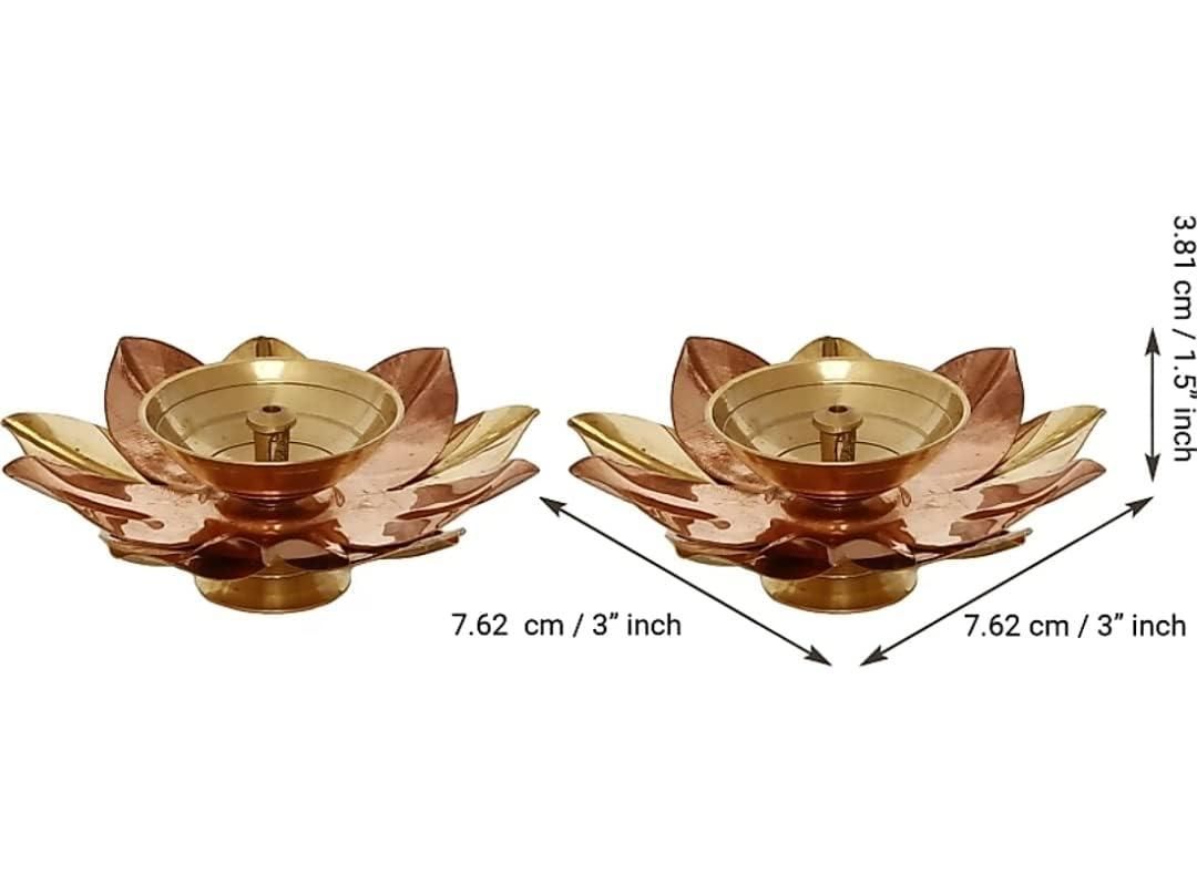 eCraftIndia Set of 2 Floral Shape Metal Diya - Premium  from Mystical9 - Just Rs 682 /- Shop now at Mystical9.com