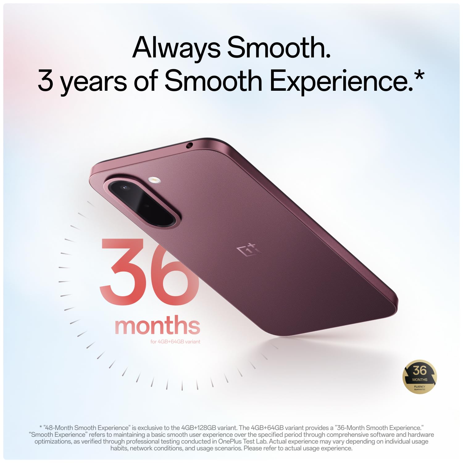 OnePlus N6x | 4GB+128GB | Burgundy Red | 7000mAh Battery | Power for Days | 48-Months Smoothness | Smooth 120Hz Display | Largest 5300mm2 Cooling System | Military-Grade Durability