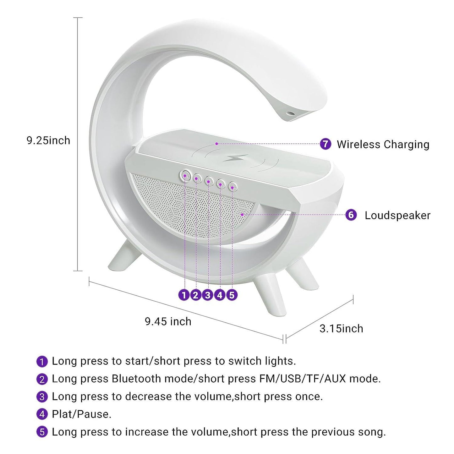 Wireless Charging Atmosphere Lamp with Bluetooth Speaker - Premium  from Mystical9 - Just Rs 2100 /- Shop now at Mystical9.com