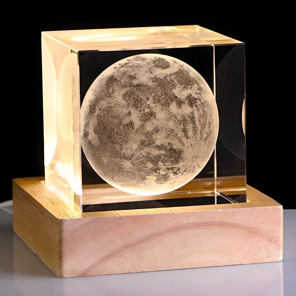 3D Crystal Cube Moon with LED Night Lamp - Premium  from Mystical9 - Just Rs 849 /- Shop now at Mystical9.com