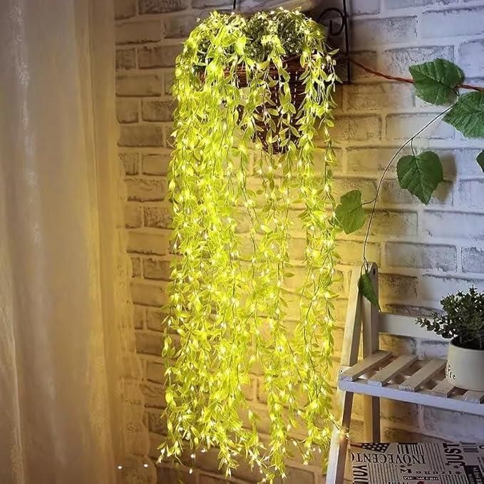 Green Leaf Artificial Curtain LED String Light, 200 LEDs, 8 Modes, Remote Control - Premium  from Mystical9 - Just Rs 876 /- Shop now at Mystical9.com