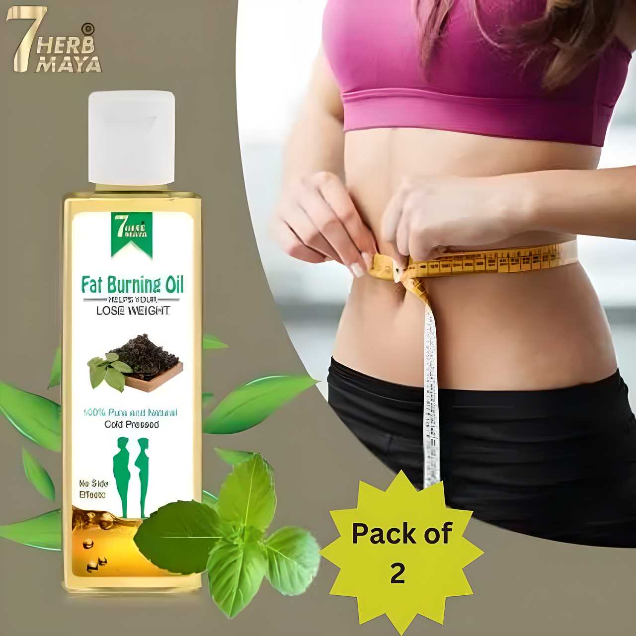 7Herbmaya Fat Burning Oil, Slimming oil, Fat Burner, Anti Cellulite & Skin Toning Slim Oil (Pack of 2) - Premium  from Mystical9 - Just Rs 599 /- Shop now at Mystical9.com