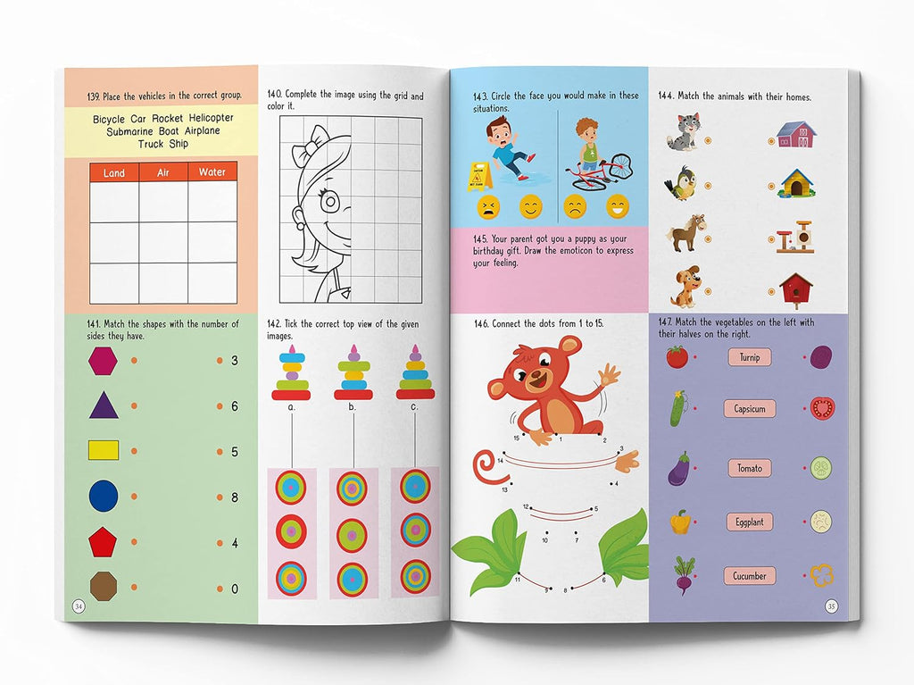201 Brain Booster Activity Book - Fun Activities And Exercises For Children | Tracing & Pattern, Colors & Shapes, Maze | Ages 5 And Up