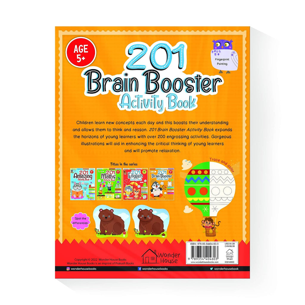 201 Brain Booster Activity Book - Fun Activities And Exercises For Children | Tracing & Pattern, Colors & Shapes, Maze | Ages 5 And Up