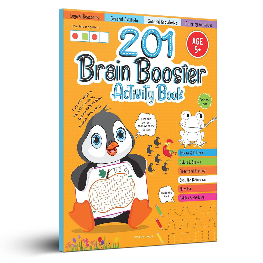201 Brain Booster Activity Book - Fun Activities And Exercises For Children | Tracing & Pattern, Colors & Shapes, Maze | Ages 5 And Up