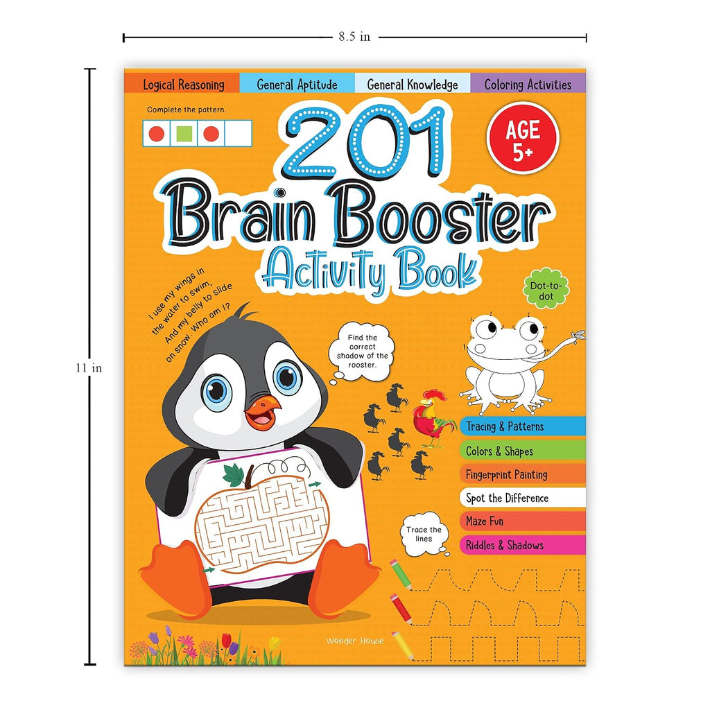 201 Brain Booster Activity Book - Fun Activities And Exercises For Children | Tracing & Pattern, Colors & Shapes, Maze | Ages 5 And Up