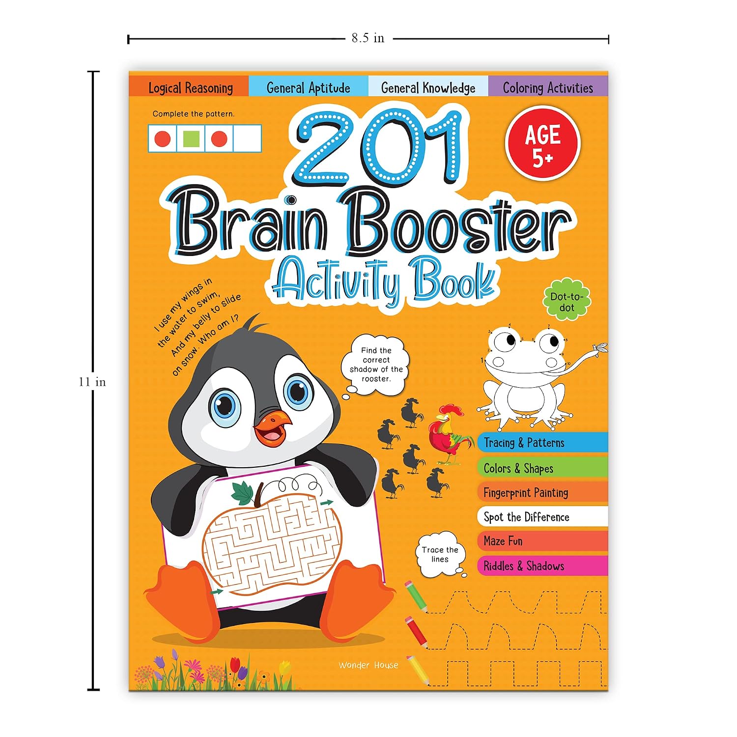 201 Brain Booster Activity Book - Fun Activities And Exercises For Children | Tracing & Pattern, Colors & Shapes, Maze | Ages 5 And Up