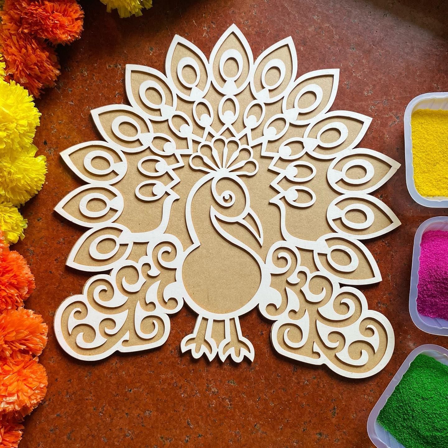 Reusable Wooden Base and Rangoli Template Mat - Premium  from Mystical9 - Just Rs 449 /- Shop now at Mystical9.com