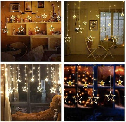 6Star+6Curtain light (LED light for home decoration ,party decoration) - Premium  from Mystical9 - Just Rs 570 /- Shop now at Mystical9.com