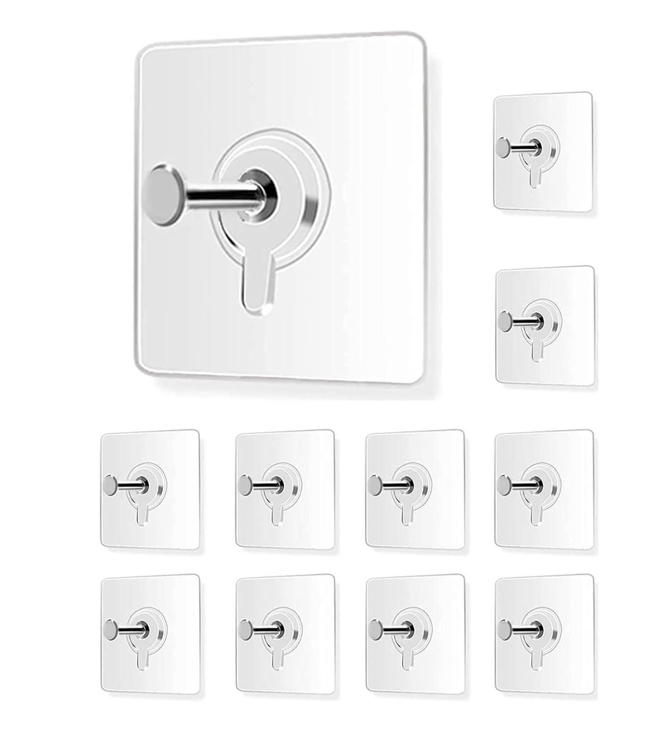 Self Adhesive Hooks for Wall Heavy Duty Strong Nail Free for Hanging Photo Frame Hook (Pack of 20)