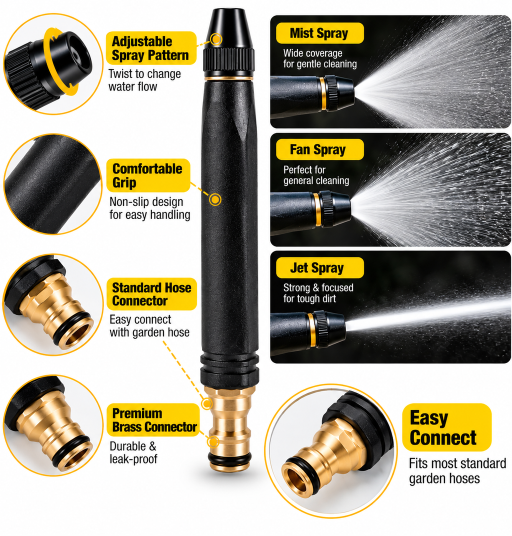 PowerJet  Adjustable High-Pressure Washing Nozzle