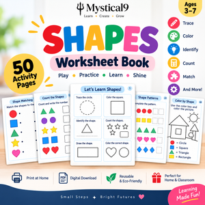 50 Shapes Worksheets for Kids | Printable Shape Tracing, Matching, Counting & Drawing Activity Book