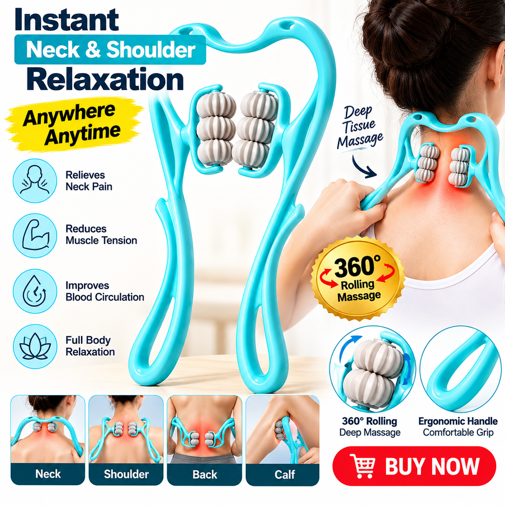 360° Neck & Shoulder Massager – Deep Rolling Muscle Relaxer