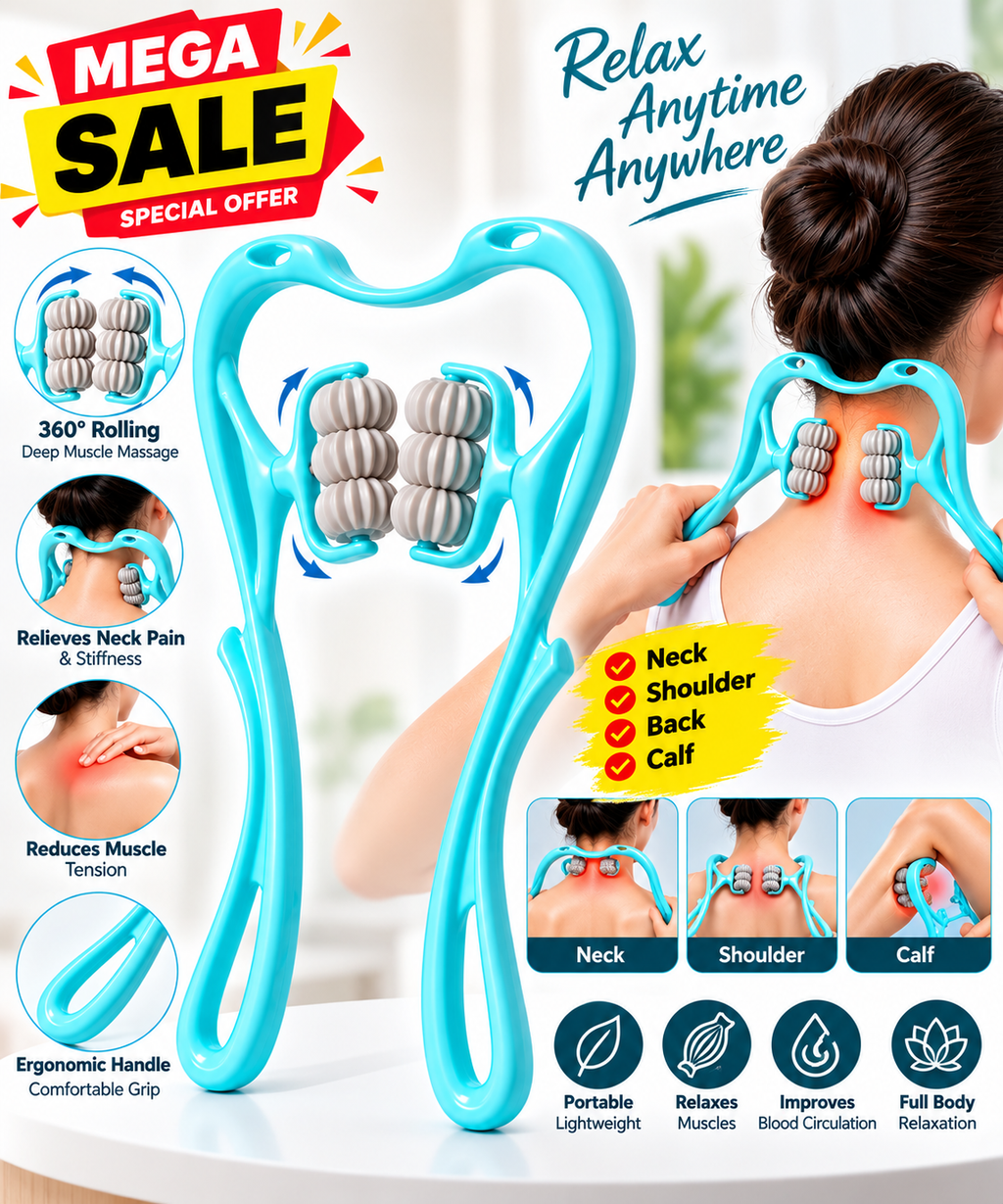 360° Neck & Shoulder Massager – Deep Rolling Muscle Relaxer