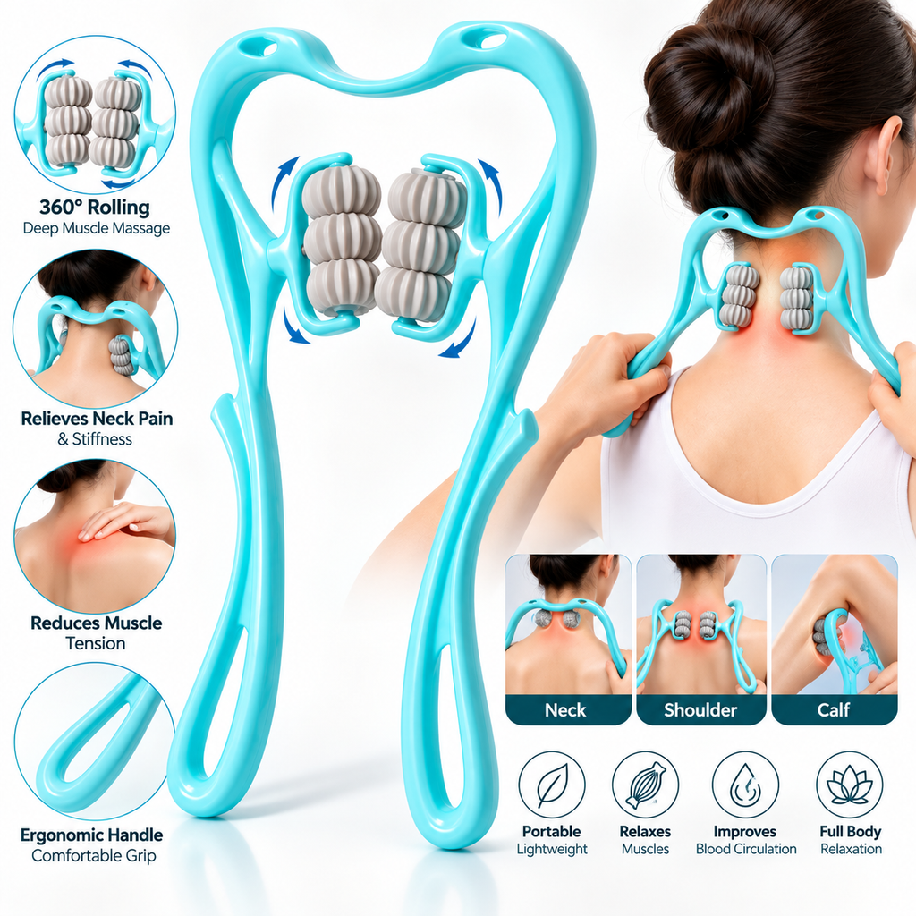 360° Neck & Shoulder Massager – Deep Rolling Muscle Relaxer